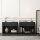 Manhattan Comfort Evelyn 32" Modern 1-Drawer Nightstand 2-Piece Set - Charcoal Grey-Includes 1 Open Shelf and 1 Full Extension Drawer