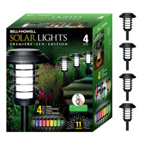 Bell + Howell Color Disk Lights Solar Pathway LED Lights-High Quality & Longer Lasting: Bell+Howell Solar outdoor waterproof Pathway Lights use thickened, corrosion-resistant materials that are more durable than the regular solar garden lights. Premium solar panels with build-in 800mAh battery capacity means our solar outdoor lights can effectively collect more sunlight and store more electrical energy. When charging for 4-6 hours under sunlight the garden lights can automatically illuminate for 9-13 hrs