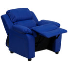 Flash Furniture Deluxe Padded Contemporary Vinyl Kids Recliner with Storage Arms - Blue-Storage Arm Size: 3.25''W x 6''D x 11''H