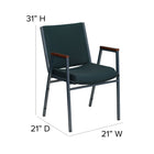 Flash Furniture HERCULES Series Heavy Duty Green Patterned Fabric Stack Chair with Arms-Contoured Cushions