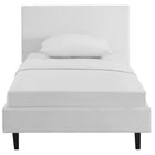 Modway Anya Fabric Twin Bed - White-Non-Marking Foot Caps