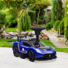 Qaba 6V Maserati GT2 Licensed Electric Car - Blue-Equipped with two headlights, music, MP3, and horn for a realistic experience 