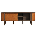 Modway Coralie Curved 71" Vegan Leather Oval TV Stand - Walnut Tan-Assembly Required