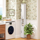 HOMCOM 73" Tall Narrow Bathroom Storage Cabinet - White Wood Grain-Equipped with anti-tipping hardware for enhanced safety
