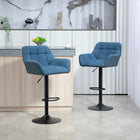 HOMCOM Adjustable Swivel Tufted Fabric Bar Stools - Dark Blue - 2 Pack-Suitable for placing in bars, kitchens, and high dining rooms
