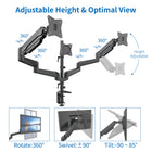 ShoppingAll Adjustable Triple Gas Spring Monitor Mount Desk Stand for 15"-32" Monitors - Black-5