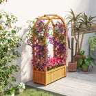 Outsunny Wooden Raised Garden Bed with Arch Trellis-Two drain holes enhance root health and prevent waterlogging
