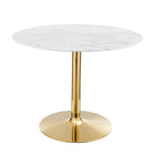 Modway Verne 40" Artificial Marble Dining Table - Gold White-Modern Dining Table