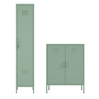 Manhattan Comfort Naomi Modern Accent and Storage Cabinets - Green - Set of 2-Modern 2 Piece Metal Accent Cabinet Set Perfect for Storage and Organization