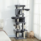 PawHut 69" Cat Tree Tower with 2 Condos - Dark Grey-Top perch filled with plush cotton for cloud-like comfort 