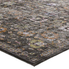 Modway Minu Distressed Floral Lattice Area Rug - 4 ft W x 6 ft L - Black Yellow/Orange-Stain Resistant / Easy To Clean
