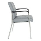 Work Smart Faux Leather with Chrome Frame Guest Chair, Charcoal Grey-Chrome frame with radial-style and polypropylene arms