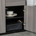HOMCOM 31.1" L High Gloss Buffet Sideboard with 2 Drawers - Gray and Black-Push-click-open doors for convenience