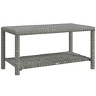 Outsunny 35" Outdoor Wicker Coffee Table with Glass Top-Rattan design enhances both home and garden decor aesthetics