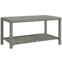 Outsunny 35" Outdoor Wicker Coffee Table with Glass Top-Rattan design enhances both home and garden decor aesthetics