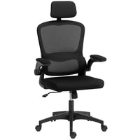 HOMCOM Ergonomic Office Chair with Lumbar Support and Flip-Up Armrests - Black-Dynamic dual-back design provides flexible support, relieving pressure after long hours