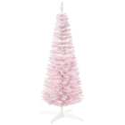 HOMCOM 5' Pencil Artificial Christmas Tree with Snow-Flocked Branches - Pink-Lush with tips that provide a healthy, natural look 
