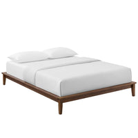 Modway Lodge Wooden Queen-Size Platform Bed Frame - Walnut-Solid Wood Platform Bed Frame