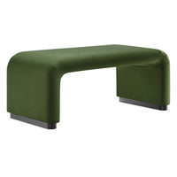Modway Koda Performance Velvet Waterfall Ottoman - Black/Moss Green-Performance Velvet Upholstery