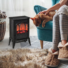 HOMCOM Freestanding Electric Fireplace Heater with LED Flame - Black-Covering an area of 161-215ft², suitable for your living room, bedroom and more 