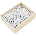 JAM Paper Wood Clip Clothes Pins - Medium - 1 1/8" - White - 50 Pack-These Small Clothing Pins are fashioned from high quality wood, have a smooth finish, and open when pinched.