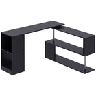 HOMCOM 55" L-Shaped Desk - Black-Space saving l-shaped computer desk ideal for your office, bedroom, dorm 
