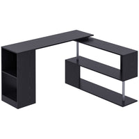 HOMCOM 55" L-Shaped Desk - Black-Space saving l-shaped computer desk ideal for your office, bedroom, dorm 