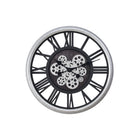 Monarch Specialties Clocks 20" Round Wall Clock - Black Silver -Trendy and sophisticated 20" round wall clock in a skeleton design with a black and grey finish, perfect for transitional home decors