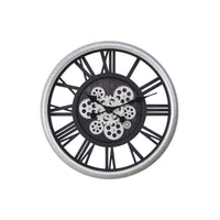 Monarch Specialties Clocks 20" Round Wall Clock - Black Silver -Trendy and sophisticated 20" round wall clock in a skeleton design with a black and grey finish, perfect for transitional home decors