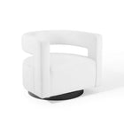 Modway Spin Cutaway Performance Velvet Swivel Armchair - White-Glam Deco Swivel Armchair
