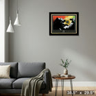 Marley Bob Looking Up Poster with Gold LP - Framed Print - 38" x 29"-Ready to hang - arrives fully assembled