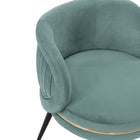 Manhattan Comfort Kaya 22.83" Modern Velvet Upholstered Dining Chair - Mint Green - Set of 2-Beautiful Low Rounded Back with Pleated Material Design and Gold Ring Seat