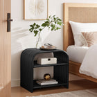 Modway Eve Curved Natural Rattan Side Table - Black-Curved Design
