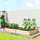 Outsunny Wooden Raised Garden Bed - 92.5" L x 48" W x 10.2" H - Natural-Solid wood construction resists warping and cracking 