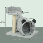 PawHut 18.5" Small Cat Tree Tower with Tunnel, Scratching Post and Bed - Grey-Cat tunnel with noise-making paper sparks curiosity 