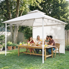 Outsunny 10 ft W x 10 ft L Patio Gazebo - Double Roof Outdoor Gazebo - Cream White-A curtain with storage pockets to keep things within reach