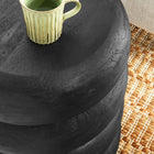 Modway Ellery Round Stacked Wood Side Table - Wirebrush Black-Non-Marking Foam Pad