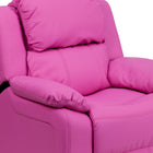 Flash Furniture Deluxe Padded Contemporary Hot Pink Vinyl Kids Recliner with Storage Arms-Spot clean with damp cloth