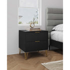 Manhattan Comfort DUMBO 20.07" Modern 2-Drawer Nightstand - Black-Includes 2 Full Extension Drawers Designed in Vertical Textured Ribbed Lines