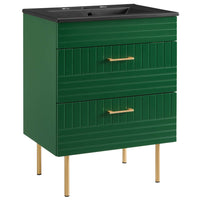 Modway Daybreak 24" Bathroom Vanity - Green/Black-CONTEMPORARY BATHROOM VANITY - Featuring a clean-lined design and gold metal hardware, this vanity incorporates contemporary style to your bathroom space