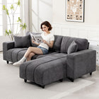 HOMCOM 3 Seater L-Shaped Sectional Couch with Integrated Seat - Charcoal Grey-Pocket springs and high-resilient foam offer supportive, cloud-like seating comfort