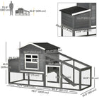 PawHut 79" Wooden Chicken Coop, Outdoor Hen House Grey-Non-slip ramp allows to easily enter the living house