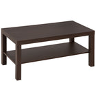 HOMCOM 2 Tier Coffee Table with Storage Shelf for Living Room - Walnut-Made of solid MDF and honeycomb board with a veneered finish that is wear- and stain-resistant