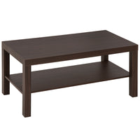 HOMCOM 2 Tier Coffee Table with Storage Shelf for Living Room - Walnut-Made of solid MDF and honeycomb board with a veneered finish that is wear- and stain-resistant