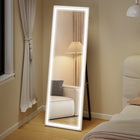 HOMCOM LED Full Length Mirror with 3 Colour Lighting - 21" W x 64" H - White-One-touch control allows easy switching between three light colours and brightness adjustment 