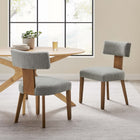 Modway Nalani Fabric Upholstered Dining Chairs - Heathered Weave Wheat/Deep Brown - 2 Pack-Dense Foam Padding
