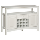 HOMCOM 46" Sideboard Buffet Cabinet with Built-in Wine Rack & Drawer - White-It has a spacious countertop, an open shelf, a utility drawer, and two cabinets with doors that offer plenty of space to store your utensils and supplies