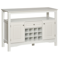 HOMCOM 46" Sideboard Buffet Cabinet with Built-in Wine Rack & Drawer - White-It has a spacious countertop, an open shelf, a utility drawer, and two cabinets with doors that offer plenty of space to store your utensils and supplies