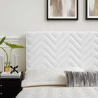 Modway Mercy Chevron Tufted Performance Velvet Twin Headboard - White-Stain-Resistant Fabric