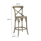Modway Gear Counter Stool - Grey-Elm Wood Construction
